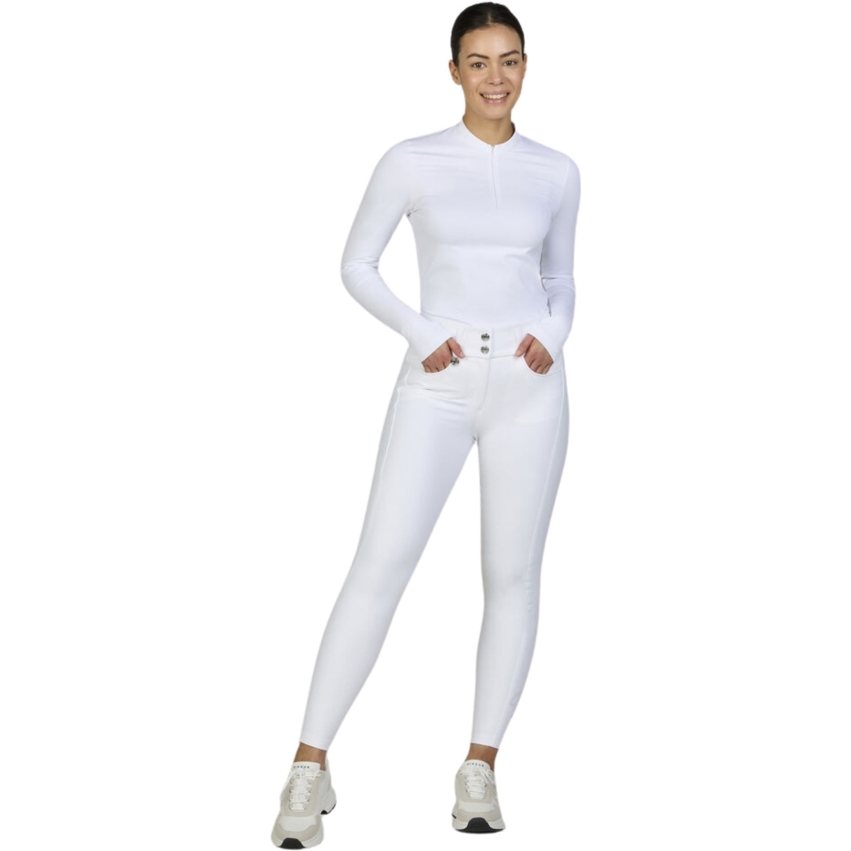 Pikeur Womens Amia Screen Print Knee Patch Breeches 246875 486 010 - White